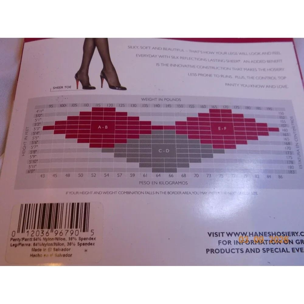 Hanes Silk Reflections Sheer CD NEW womens pantyhose